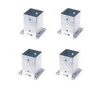 Aqbau Lot de 4 supports de poteau à visser - 100 x 100 mm - Ancrage à visser - Douille de sol avec plaque de cheville - Sabots de poteau à visser - Galvanisés à chaud
