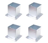 Aqbau Lot de 4 supports de poteau à visser - 120 x 120 mm - Douille à visser - Douille de sol avec plaque de cheville - Chaussures de poteau à visser - Galvanisées à chaud