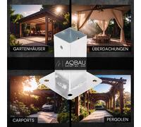 Aqbau Lot de 4 supports de poteau 90 x 90 mm à visser, galvanisés à chaud | Platines d’ancrage robustes pour fixation du bois sur béton, clôture, pergola, terrasse et abri de voiture