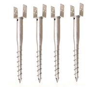 Aqbau Lot de 4 supports de poteau en U de 100 mm à visser, douille de sol à visser, ancrage au sol, piquet de terre, ancrage de poteau