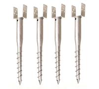 Aqbau Lot de 4 supports de poteau en U de 100 mm à visser, douille de sol à visser, ancrage au sol, piquet de terre, ancrage de poteau