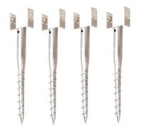 Aqbau® Lot de 4 supports de poteau en U de 140 mm à visser, douille de sol à visser, ancrage au sol, piquet de terre, ancrage de poteau