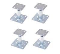 Aqbau® Lot de 4 supports de poteau réglables en hauteur - En acier galvanisé - 110 x 80 mm - Réglable - Montage facile - Ancrage de support robuste pour terrasses, clôtures et plus encore