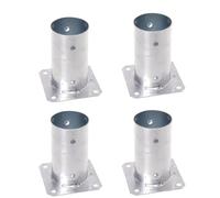Aqbau Lot de 4 supports pour poteaux ronds Ø 80 mm, galvanisés à chaud | Platines d’ancrage à visser pour fixation du bois sur béton, clôture, pergola, terrasse et abri de voiture