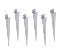 Aqbau Lot de 6 Support Poteau Bois - Support de Poteau à Enfoncer Universel en L - Fixation robuste pour Poteaux Bois et Jardin - Douille à Frapper Galvanisée à Chaud 40x500mm