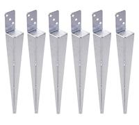 Aqbau® Lot de 6 supports de poteau à enfoncer - Galvanisés à chaud - Manchons de sol à enfoncer en L - 60 x 600 mm