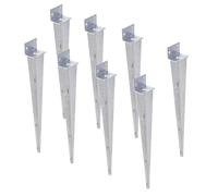 Aqbau Lot de 8 Support Poteau Bois - Support de Poteau à Enfoncer Universel en L - Fixation robuste pour Poteaux Bois et Jardin - Douille à Frapper Galvanisée à Chaud 40x500mm
