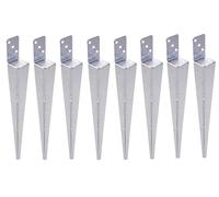 Aqbau® Lot de 8 supports de poteau à enfoncer - Galvanisés à chaud - Manchons de sol à enfoncer en L - 60 x 600 mm