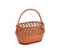 Aqbau® Panier en osier 37 x 40 x 20 cm, panier tressé en osier, panier de pique-nique, panier à champignons, panier à poignée, panier tressé, bicolore tressé à la main
