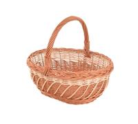 Aqbau Panier en osier bicolore avec anse, panier de Pâques et panier de présentation, vide, 34 x 28 x 13 cm, pour Pâques, œufs, aliments de Pâques, cadeaux et enfants