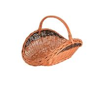 Aqbau® Panier en osier pour bois de chauffage - Panier à bûches naturel fait main, avec poignée - Range-bûches déco pour cheminée, format L, 58 x 35 cm
