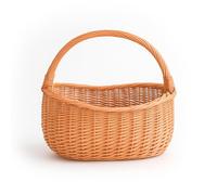 Aqbau® Panier en osier tressé 40 x 35 x 24 cm Naturel brun Corbeille de transport avec poignée, panier de pique-nique, panier à champignons, paniers à provisions en osier, panier tressé, grand et