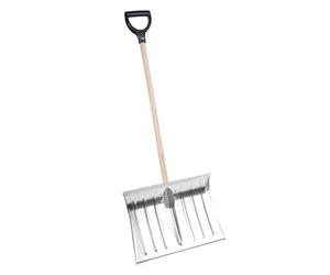 Aqbau Pelle à neige en aluminium de 135 cm avec manche en bois, poignée en D, robuste de 1,5 mm, pour cour et allée, poignée antidérapante avec renforts
