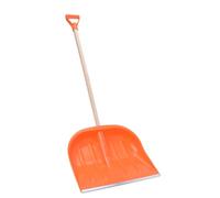 Aqbau Pelle à neige orange avec bord en aluminium - Pelle à neige avec renfort nervuré et poignée en D - Pelle à neige robuste avec manche en bois de 100 cm - Pelle à neige légère - Pour service
