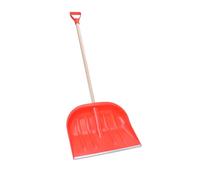 Aqbau Pelle à neige rouge avec bord en aluminium - Pelle à neige avec renfort nervuré et poignée en D - Pelle à neige robuste avec manche en bois de 100 cm - Pelle à neige légère - Pour service