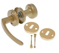 Aqbau® Poignée de porte avec bouton de porte et rosette BB | Bouton de porte | Bouton (doré)