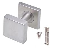 Aqbau® Poignée de Porte en Acier Inoxydable Élégante - Forme Carré sur rosace d'angle, Fabrication Solide, Garniture de Porte Complète pour l'Intérieur, Bouton de Porte