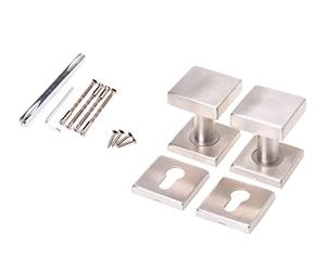 Aqbau® Poignée de Porte en Acier Inoxydable Élégante - Forme Carrée, Fabrication Solide, Garniture de Porte Complète pour l'Intérieur, Bouton de Porte, avec Rosace Fixe PZ