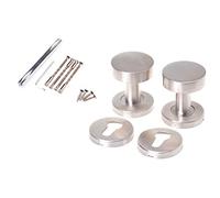Aqbau® Poignée de Porte en Acier Inoxydable Élégante - Forme Rond, Fabrication Solide, Garniture de Porte Complète pour l'Intérieur, Bouton de Porte, avec Rosace Fixe PZ