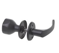 Aqbau® Poignée de porte rotative avec bouton de porte | Poignée de porte | Bouton | Bouton | Kit complet avec boulons et vis (noir)