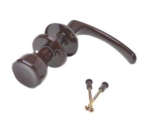 Aqbau® Poignée de porte rotative avec bouton de porte | Poignée de porte | Bouton | Bouton | Set complet avec boulons et vis (Marron)