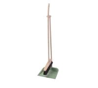 Aqbau Premium HolzI Set Pelle et Balayette Long Manche Vert - Balai et Pelle avec Long Manche en Bois de Hêtre et Crin - Pelle en Métal - Tient Debout - Pour Parquet & Carrelage