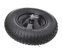 Aqbau® Roue de Brouette 4.00-8 2PR avec Axe - Pneu Gonflable de Rechange, Roulement à Billes, Jante Acier, Valve Auto, Ø390 mm, charge max. 160 kg