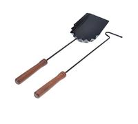 Aqbau® Set de 2 couverts de cheminée avec tisonnier et pelle Noir Accessoires modernes | Couverts de cheminée | Outil de cheminée