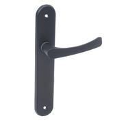 Aqbau® Set de poignées de porte avec plaque longue - Noir - Poignée de porte - Poignée de porte - Poignée de porte (sans trou de clé)
