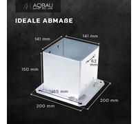 Aqbau® Support Poteau à Visser 14x14 cm Embase pied de poteau galvanisé, support poteau bois, Pour constructions en bois, abri de jardin, pergola, abri de