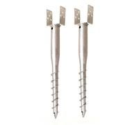 Aqbau® Support de poteau en U à visser, douille de sol à visser, ancrage au sol, piquet de terre, ancrage de poteau (2 pièces, 100 mm)
