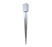 Aqbau Support Poteau à Enfoncer 80x80 mm (750 mm) - Pied de Bois, Douille Galvanisée à Chaud - Fixation Carré pour Carport, Pergola, Abri Jardin - Ancrage 8x8 cm