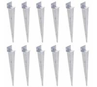 Aqbau Lot de 12 Supports de Poteau Bois à Enfoncer en L, 40 x 500 mm