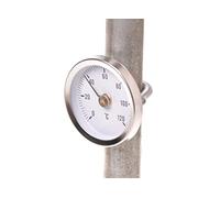 Aqbau® Thermomètre à poser Ø 63 mm, thermomètre bimétallique 0-120 °C - Thermomètre à eau chaude, pour tuyaux de chauffage, tôle d'acier galvanisée