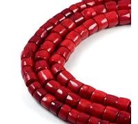 AqBeadsUk Premium Genuine Semi-Precious Red Coral 12x9 mm Drum Gemstone Jewellery making Beads 16"