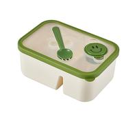 AQCDPJYU Bento Lunch Box 2 Compartment Snackle Box with Utensils Sauce Jar, Green - Microwave Dishwasher Safe(Double layer)