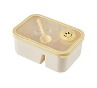 AQCDPJYU Bento Lunch Box 2 Compartment Snackle Box with Utensils Sauce Jar, Yellow - Microwave Dishwasher Safe(Double layer)