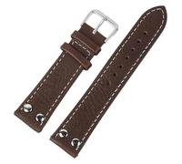 AQCDPJYU Bracelet de montre en cuir véritable grain litchi for homme et femme, 18/19/20/21/22/24 mm, avec décoration à rivets et goupille à ressort à dégagement rapide(Coffee,20mm)