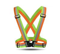 AQCDPJYU Gilet de sécurité réfléchissant réglable et respirant, sangles à reflets, bande élastique for adultes et enfants, course de nuit, équitation(Green Gray Orange)