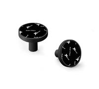 AQCDPJYU Paquet de 6 boutons d'armoire à musique Rock & Roll et crochets muraux, poignées de tiroir en alliage de Zinc à Base noire for commode de salle de bain de cuisine(Black)