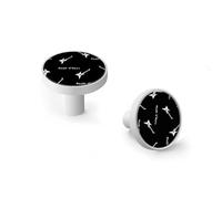 AQCDPJYU Paquet de 6 boutons d'armoire à musique Rock & Roll et crochets muraux, poignées de tiroir en alliage de Zinc à Base noire for commode de salle de bain de cuisine(White)