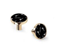 AQCDPJYU Paquet de 6 boutons d'armoire à musique Rock & Roll et crochets muraux, poignées de tiroir en alliage de Zinc à Base noire for commode de salle de bain de cuisine(Golden)