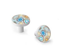 AQCDPJYU Paquet de 6 boutons d'armoire et crochets muraux en agate géode, poignées de tiroir en alliage de Zinc à Base noire for commode de cuisine et de salle de bains(White)