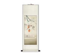 AQCDPJYU Rouleau peint représentant les quatre saisons, paysage traditionnel chinois, décoration Feng Shui for le salon, cadeau de pendaison de crémaillère(Creamy white H,40L x 119W cm)