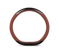 AQCDPJYU Steering Wheel Cover, D-Shaped Sporty Car Steering Wheel Cover, Breathable Comfortable Auto Steering Wheel Protector Carbon Fiber&Leather Luxurious Fashionable 38cm(Brown)