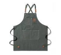 AQCDPJYU Tablier de cuisine unisexe en toile unie et simple, avec bavette noire ajustable, idéal for serveur, pub, salon, café, restaurant et cape. Sac à outils inclus.(6)