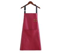 AQCDPJYU Tablier en cuir PU imperméable et résistant à l'huile, unisexe, sans manches et ajustable, idéal for la cuisine, le nettoyage et les travaux de nettoyage.(Red)