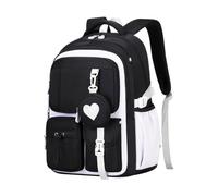 AQCDPJYU YZSMYY Ensemble de 3 sacs à dos à motif d'amour, sac d'école étanche en nylon avec sac à déjeuner et trousse à crayons(White)