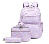 AQCDPJYU YZSMYY Ensemble de Sac à Dos d'école élémentaire for Filles, Ensemble de Cartable d'école for Enfants résistant à l'eau Mignon(Purple)