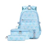 AQCDPJYU YZSMYY Ensemble de Sac à Dos for Filles, Ensemble de Cartable d'école Primaire Élémentaire à imprimé Coeur Mignon for Enfants(Blue)